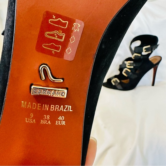 Carrano Black Suede Buckle Heels - Picture 11 of 13